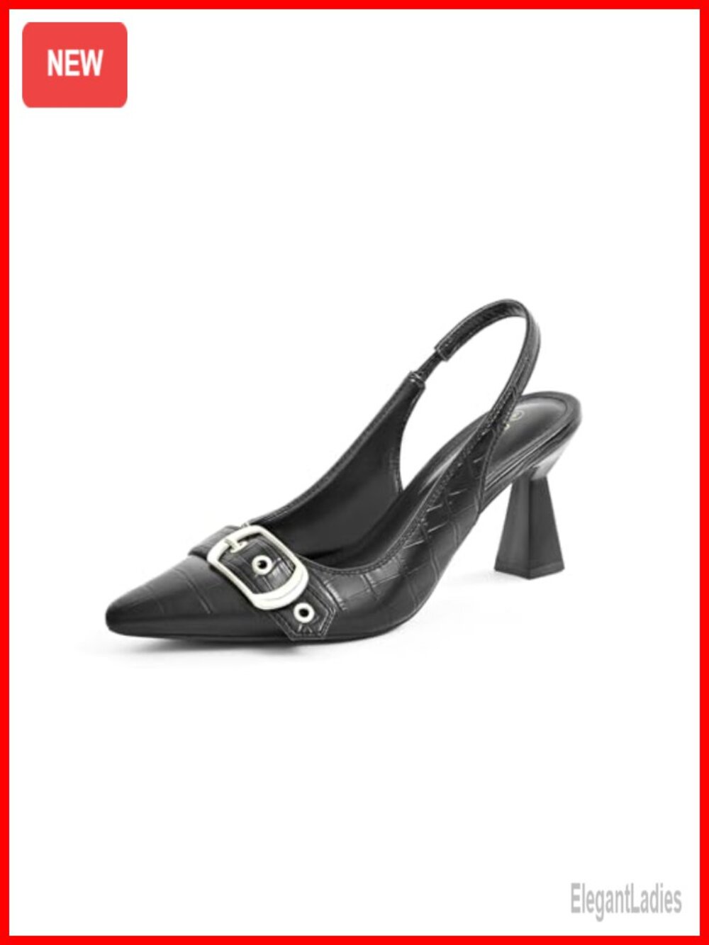 Slingback Kitten Heels Closed Pointed Toe Pumps Buckle Strap Comfortable Dress